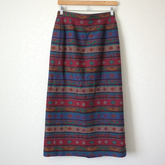 Pendleton Women's Midi Wrap Skirt 8 Southwestern Blanket Wool Art Wear Native - Picture 5 of 11